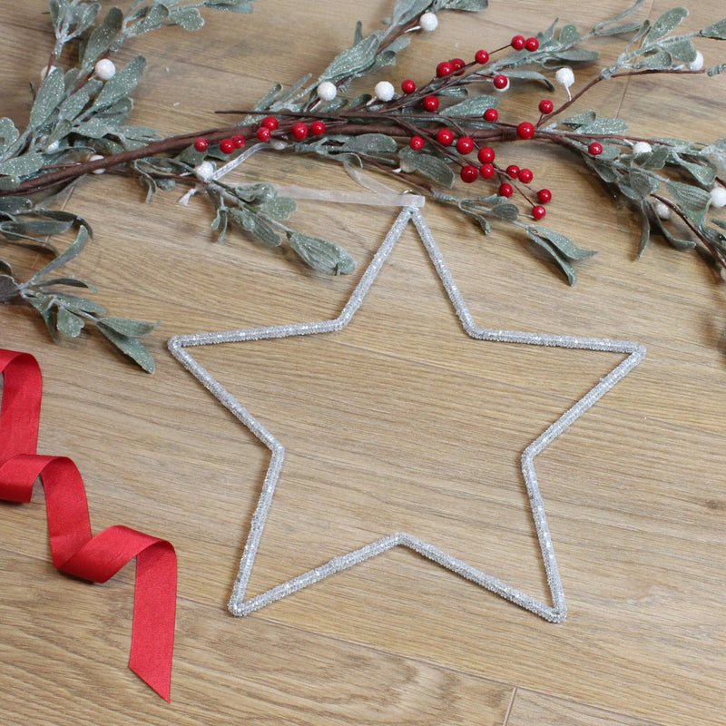 Large Beaded Star Decoration - Clear