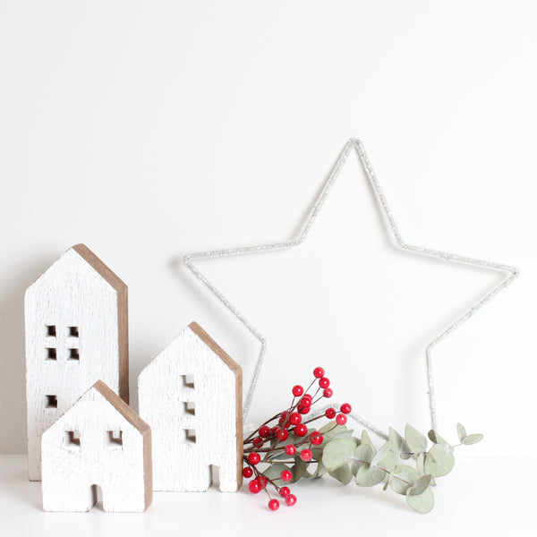 Large Beaded Star Decoration - Clear