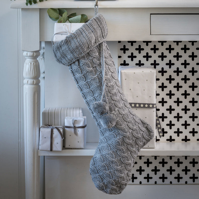 Knitted Grey Stocking