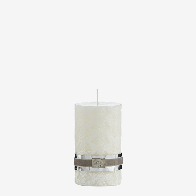 Off White Bee Embossed Candle - Small